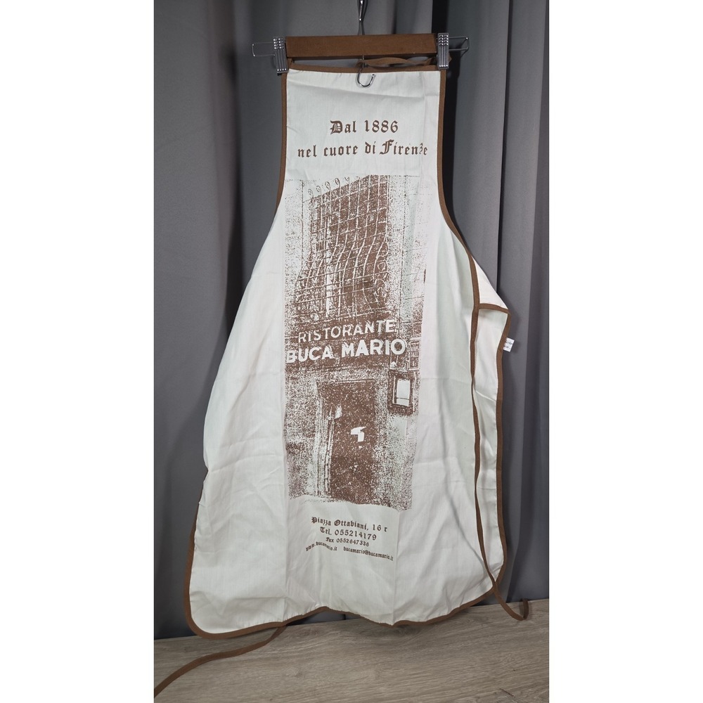 Ristorante‎ Buca Mario Italy Piazza  Cream Brown Trim Apron Historic Florentine
